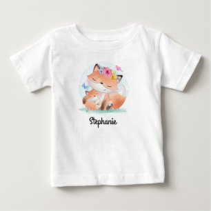 Baby T-shirt with custom name Fox Print