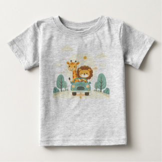 Baby T-Shirt  with Cute Cartoon Animals Print