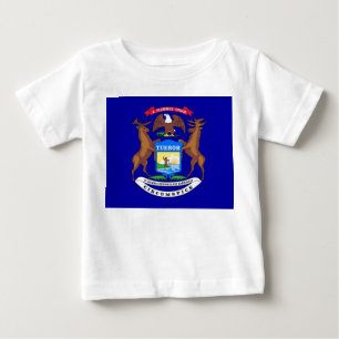 Baby T-Shirt with Flag of Michigan, U.S.A.