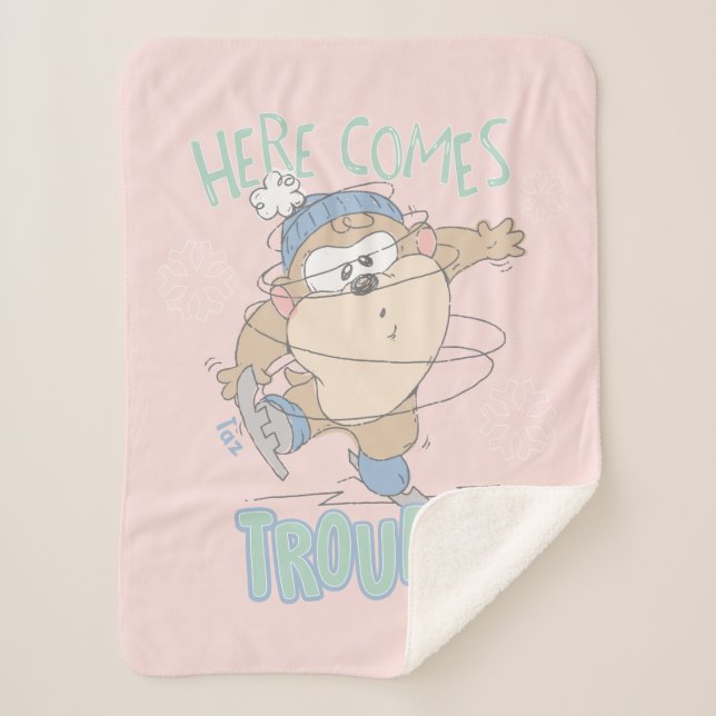 Baby TAZ™ Winter Ice Skating Sherpa Blanket (Front)