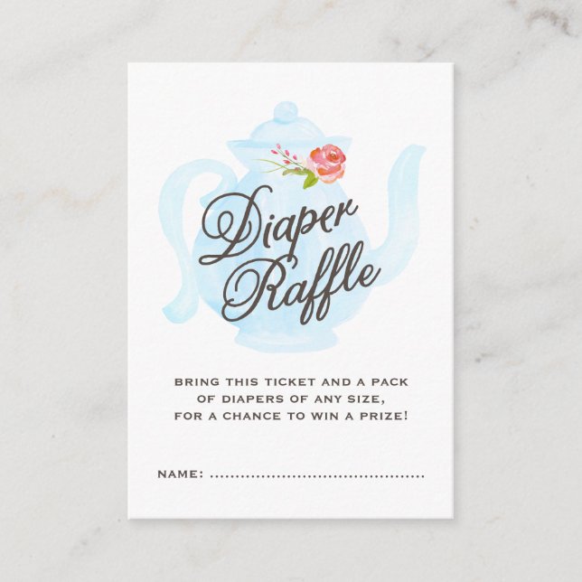 Baby Tea Party | Baby Diaper Raffle Ticket Blue Enclosure Card (Front)