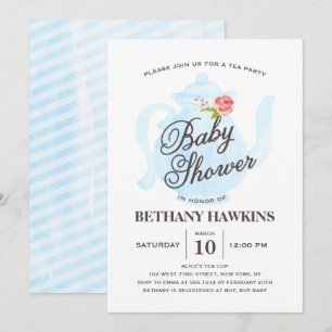 Baby Tea Party Baby Shower Invitation blue