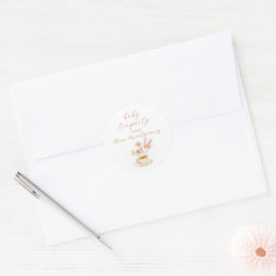 Baby Tea Party Elegant Script Girl Shower Classic Round Sticker
