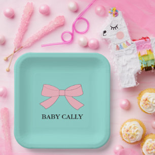 BABY Teal Blue Reveal Shower Sprinkle Party Paper Plate