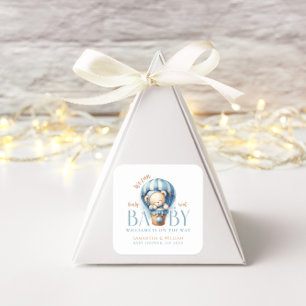 Baby Teddy Bear Blue Ballon Boy  Square Sticker