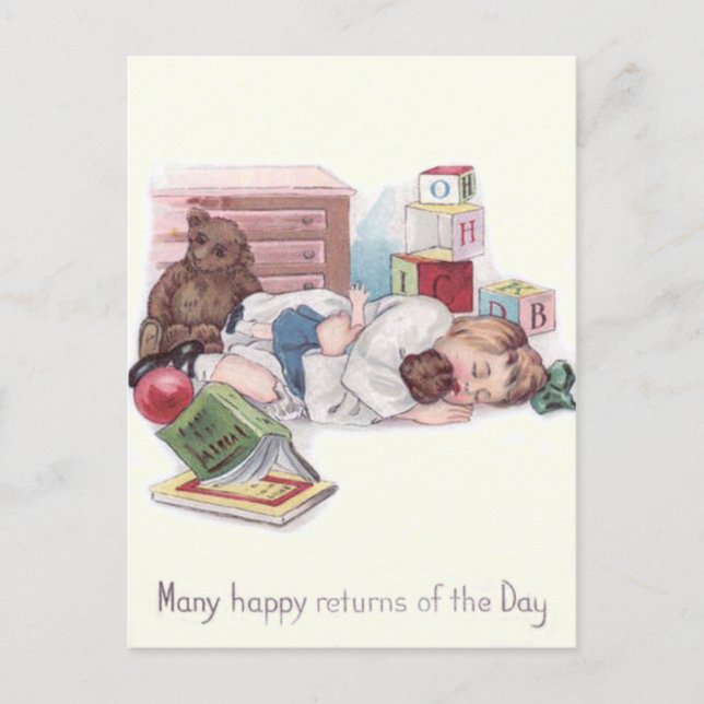 Baby Teddy Bear Book Ball Postcard (Front)