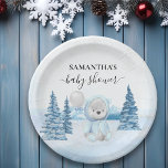 Baby Teddy Bear Christmas Winter Blue Paper Plate<br><div class="desc">This design may be personalized in the area provided by changing the photo and/or text. Or it can be customized by clicking Personalize this Template and then choosing the click to customize further option and delete or change the colour of the background, add text, change the text colour or style,...</div>