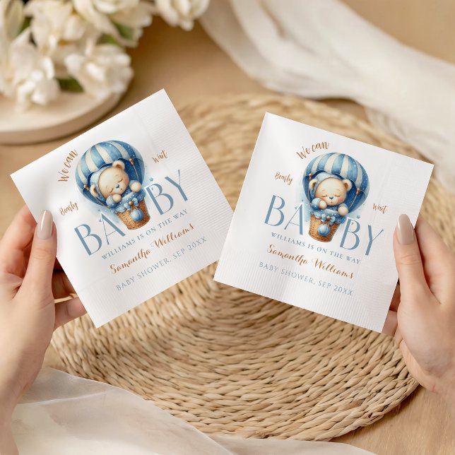 Baby Teddy Blue Hot Air Balloon Napkin (Creator Uploaded)
