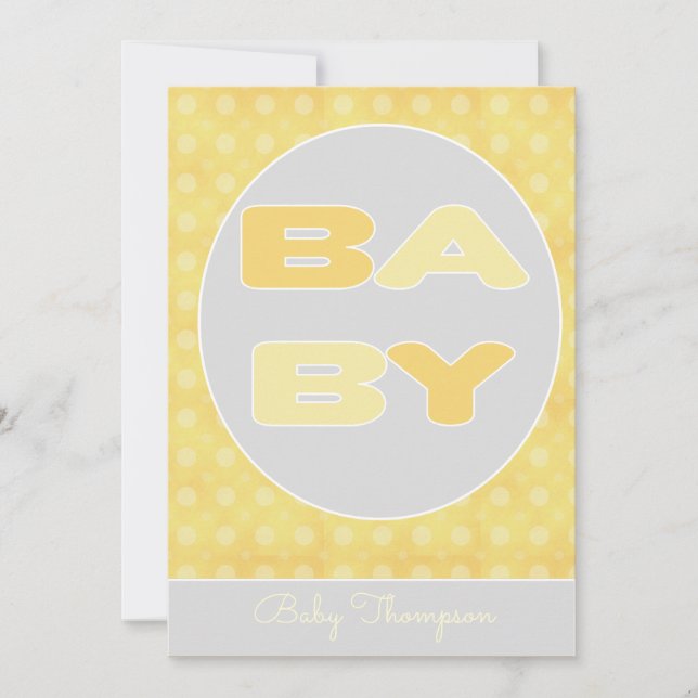 Baby Text Shower Invitation (Yellow) (Front)