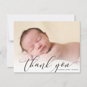 BABY THANK YOU modern luxe callligraphy black Card