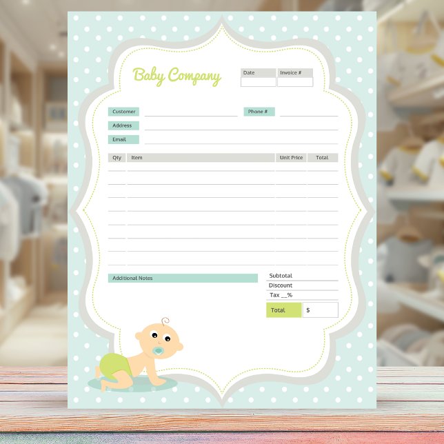 Baby Theme Order Form and Invoice Notepad (Creator Uploaded)