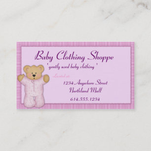 Baby Themed Business Card :: Pink/Purple Teddy