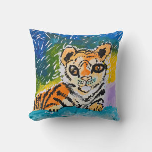 Baby Tiger "Art by Kids" Throw Pillow