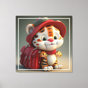 Baby Tiger Cartoon Canvas Print