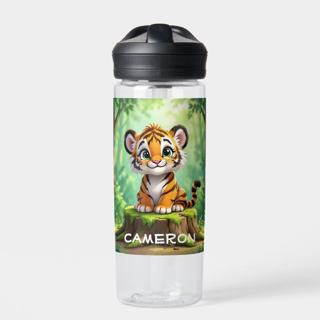 Baby Tiger | Cute Cartoon Kid's Nursery Art Water Bottle (Front)