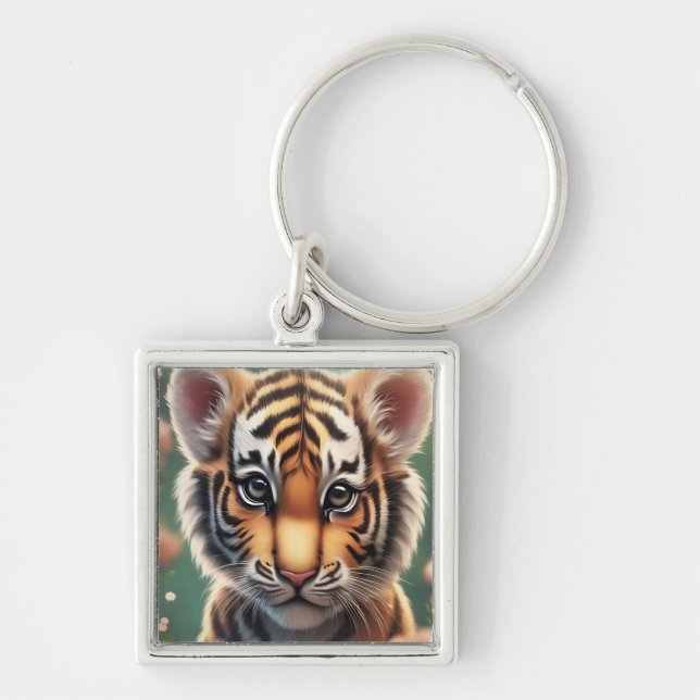 baby tiger drawing keychain (Front)