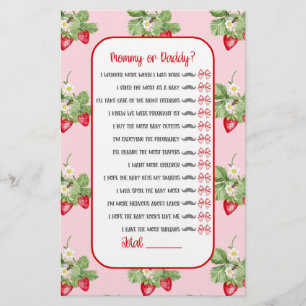 Baby to Bee Strawberry Watercolor Girl Shower Game Flyer
