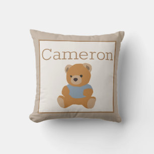 Baby Toddler Nursery Room Teddy Bear and Name Throw Pillow