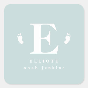 baby toes initial birth announcement stickers