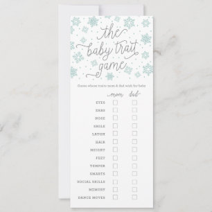 Baby Trait Game Snowflake Baby Shower Game Card