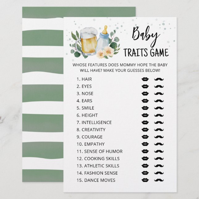 Baby traits Game Greenery Baby Is Brewing party (Front/Back)