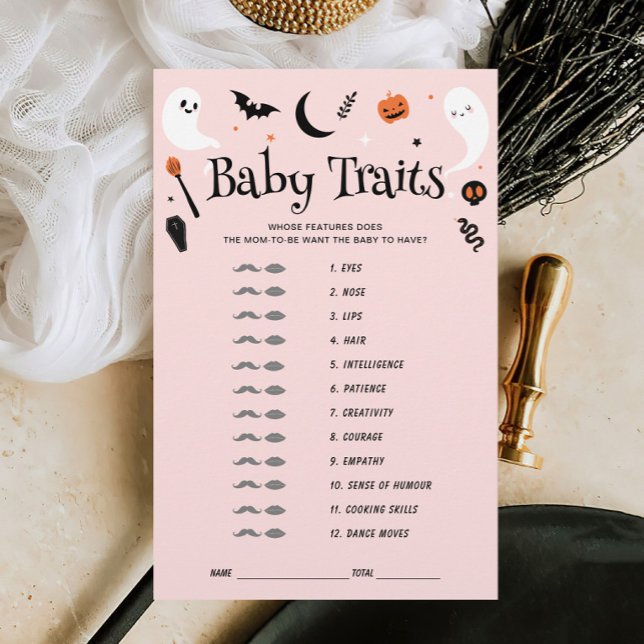  Baby Traits Pink Halloween Baby Shower Game (Creator Uploaded)