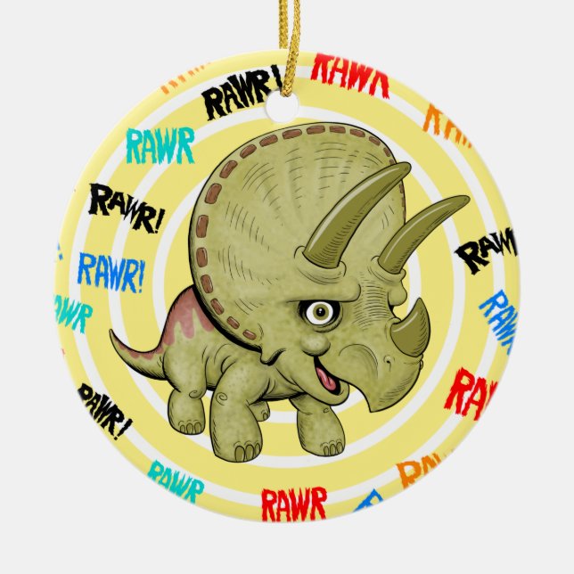 Baby Triceratops Ceramic Ornament (Front)