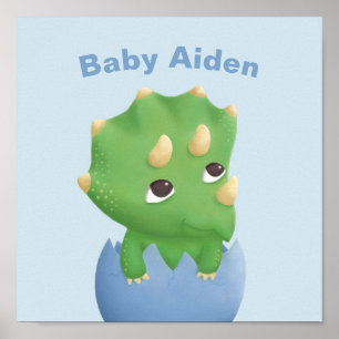 Baby Triceratops Dinosaur Egg Nursery Room Decor