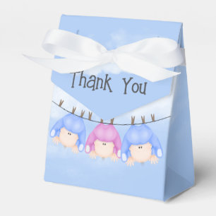 Baby Triplets Hanging On Clothesline Favor Box