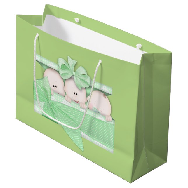 Baby Triplets Unisex large gift bag (Front Angled)