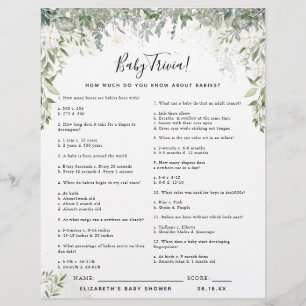Baby Trivia   Baby Shower Game