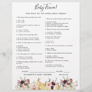 Baby Trivia   Baby Shower Game