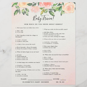 Baby Trivia Baby Shower Game