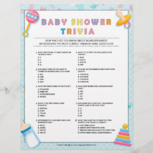 Baby Trivia Baby Shower Games [Baby Basics Blue] Letterhead