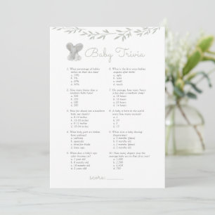 Baby Trivia Elephant Baby Shower Game Invitation
