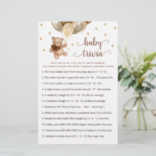Baby Trivia Game Baby Shower Teddy Bear