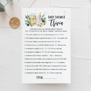 Baby Trivia Game Greenery Baby Is Brewing Pink