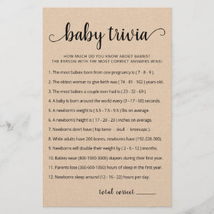 Baby Trivia Game with Answers Baby Shower party