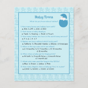 Baby Trivia Quiz Game Paper Sheet