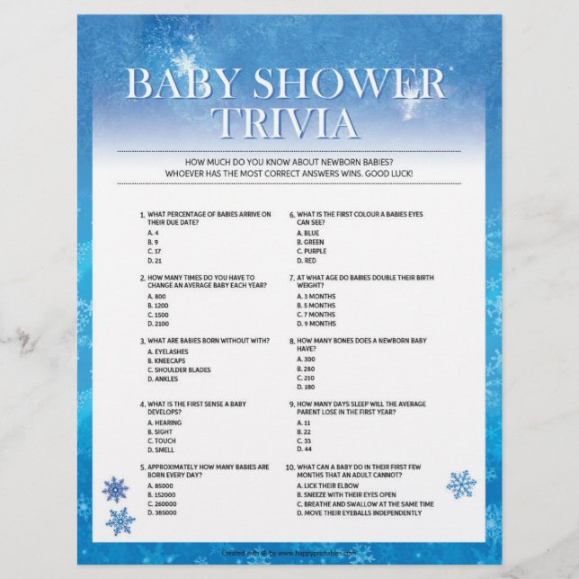 Baby Trivia [Snowy Blue] Letterhead (Front)