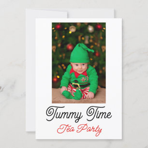 Baby Tummy Time, Christmas Tea Personalize Text Invitation
