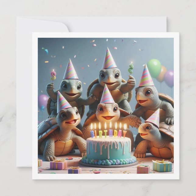Baby Turtle Anniversaire, invitation Baby Turtle (Devant)