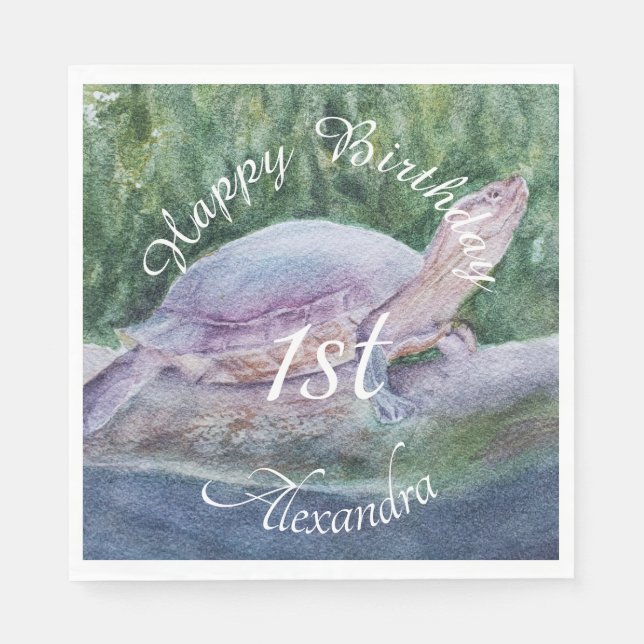 Baby Turtle Happy Brthday Napkin (Front)