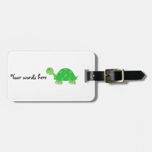Baby turtle in green fade luggage tag