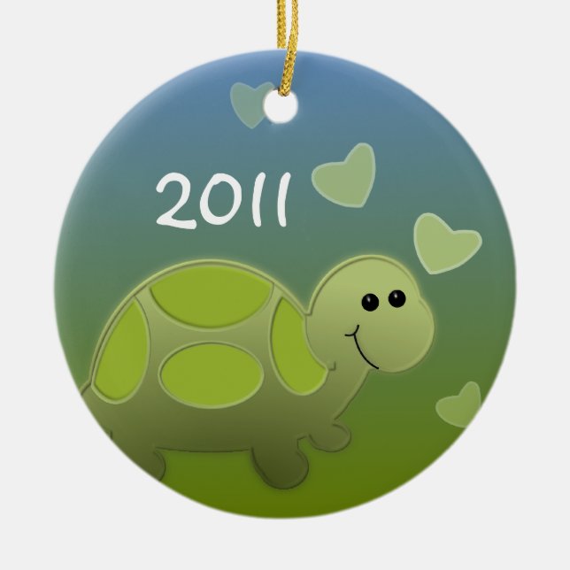 Baby Turtle/ Photo Ceramic Ornament (Front)