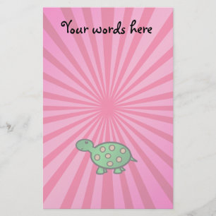 Baby turtle pink sunburst stationery