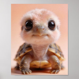 Baby Turtle Portrait Ocean Nursery Art Poster