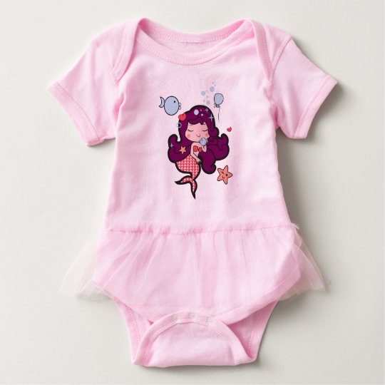 Baby tutu bodysuit pink with kawaii siren