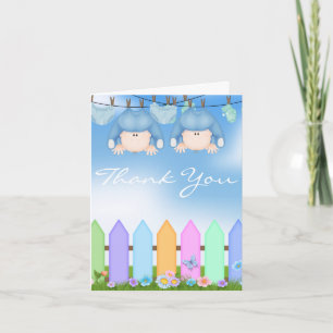 BABY TWIN BOYS THANK YOU CARD for BABY SHOWER