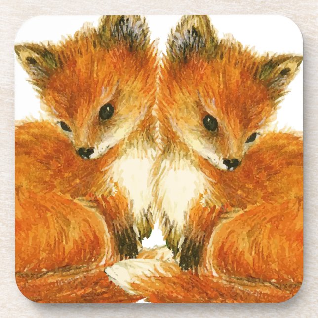 Baby Twin Foxes Coaster (Front)